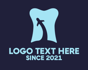 Braces - Dental Tooth Plane Flying logo design