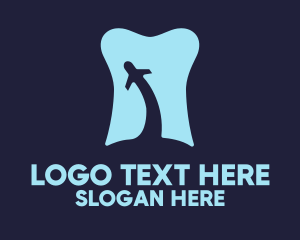 Dental Tooth Plane Flying Logo