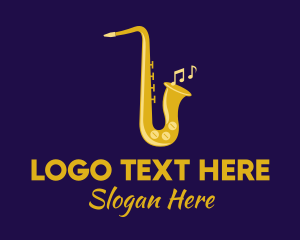 Saxophone Player - Musical Gold Saxophone logo design