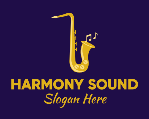 Orchestra - Musical Gold Saxophone logo design