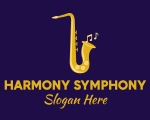 Orchestra - Musical Gold Saxophone logo design