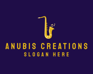 Musical Gold Saxophone logo design