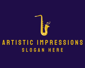 Musical Gold Saxophone logo design