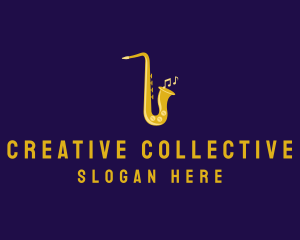 Musical Gold Saxophone logo design