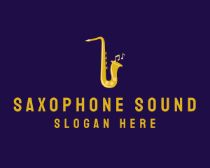 Saxophone - Musical Gold Saxophone logo design