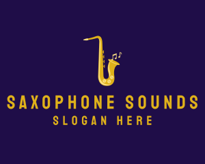 Saxophone - Musical Gold Saxophone logo design