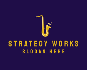 Musical Gold Saxophone logo design