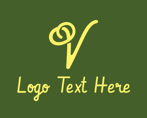 Vitality - Yellow Swirly Letter V logo design