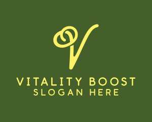 Vitality - Yellow Swirly Letter V logo design