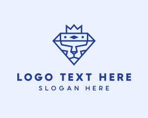 Polygonal - Lion Crown Diamond logo design