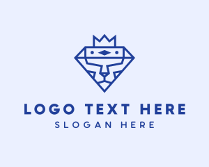 Blue - Lion Crown Diamond logo design