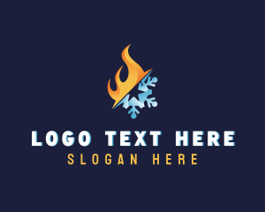 Hot - Flame Snowflake Temperature logo design