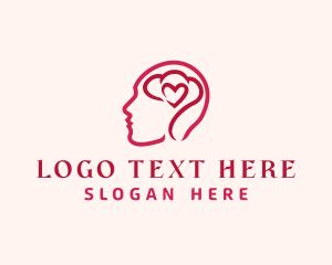 Psychology - Heart Brain Person logo design