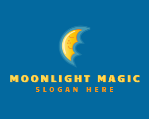 Nighttime - Sleeping Happy Moon logo design