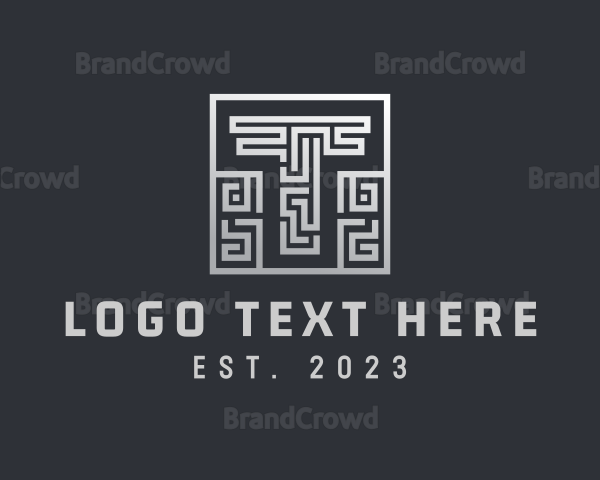 Metallic Maze Letter T Logo