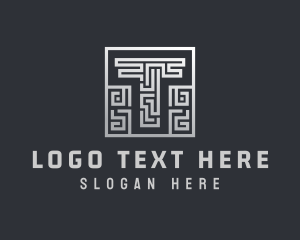 Metallic Maze Letter T  Logo