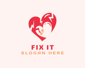 Broken Love Heart  logo design