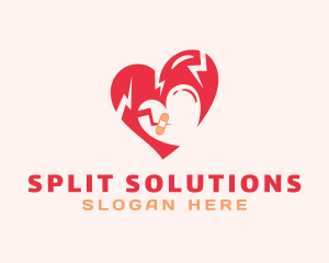 Breakup - Broken Love Heart logo design