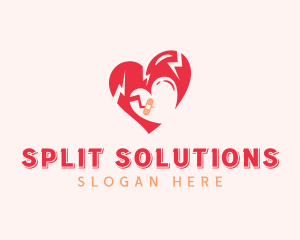 Broken Love Heart  logo design