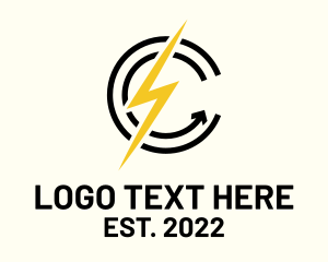 Strike - Lightning Volt Letter C logo design