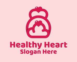 Pink Heart Kettlebell logo design