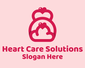 Pink Heart Kettlebell logo design