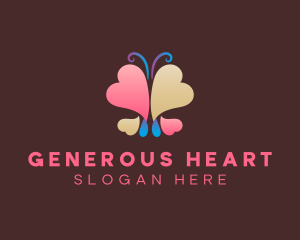 Feminine Butterfly Heart logo design