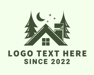 Pine Tree - Forest Cottage House logo design