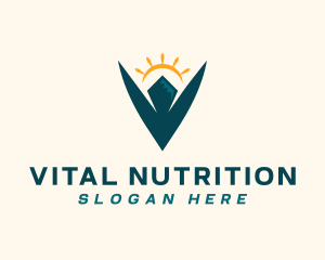 Mountain Sun Letter V logo design