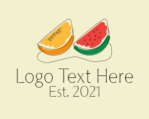 Grocery - Papaya Watermelon Fruit logo design