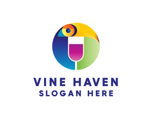 Wine Bird Badge logo design