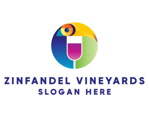 Wine Bird Badge logo design