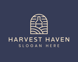 Wine Bottle Vineyard logo design