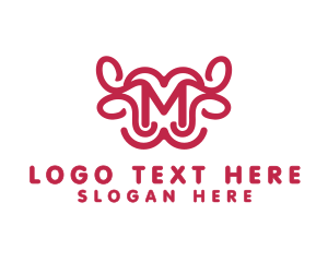Initial - Pink Buffalo M Outline logo design