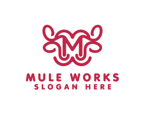 Pink Buffalo M Outline logo design