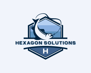 Hexagon Marine Fishing logo design