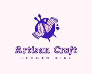 Handicraft Knitting Heart logo design