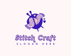 Stitch - Handicraft Knitting Heart logo design