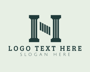 Court - Property Pillar Letter N logo design