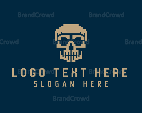 Retro Pixelated Skull Logo