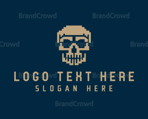 Retro Pixelated Skull Logo