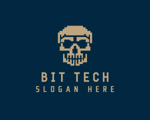 Retro Pixelated Skull logo design