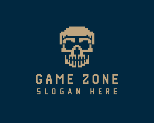 Retro Pixelated Skull logo design