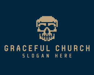 Arcade - Retro Pixelated Skull logo design