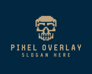 Retro Pixelated Skull logo design