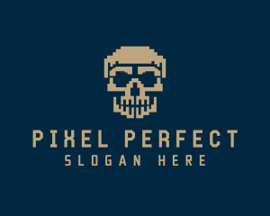 Retro Pixelated Skull logo design