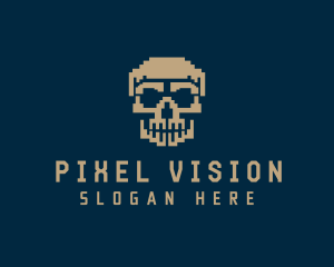 Retro Pixelated Skull logo design