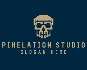 Retro Pixelated Skull logo design