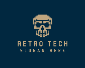 Retro Pixelated Skull logo design