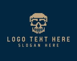 Retro Pixelated Skull Logo